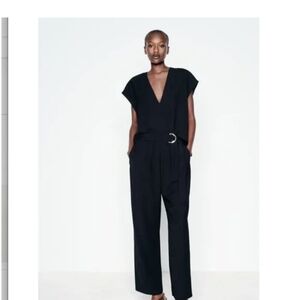 Zara Elegant Black V-Neck Jumpsuit